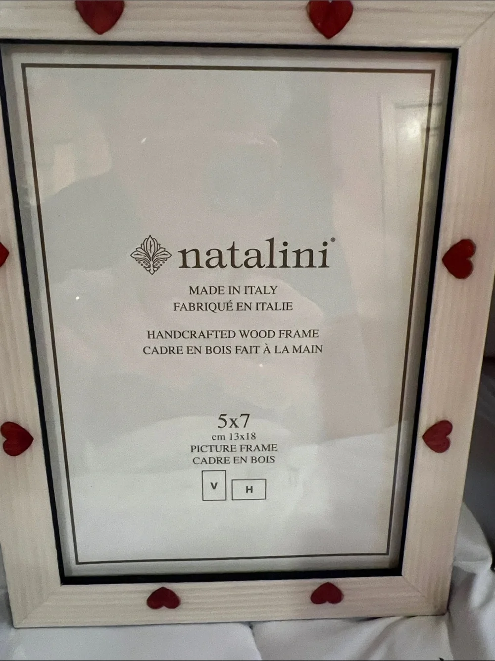 Natural Wood 5x7 Picture Frame with heart accents Made in Italy Handcrafted New